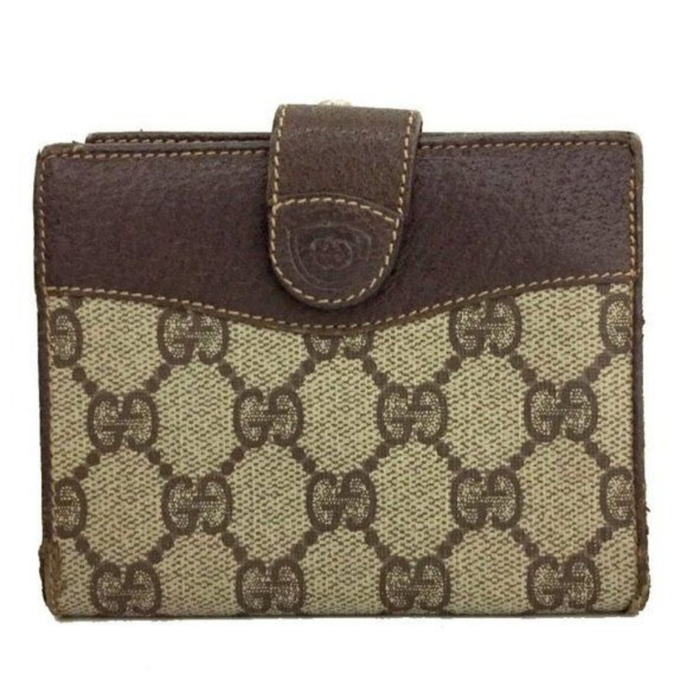 Authentic Gucci Wallet Bifold GG Logo Canvas Leather Used Vintage